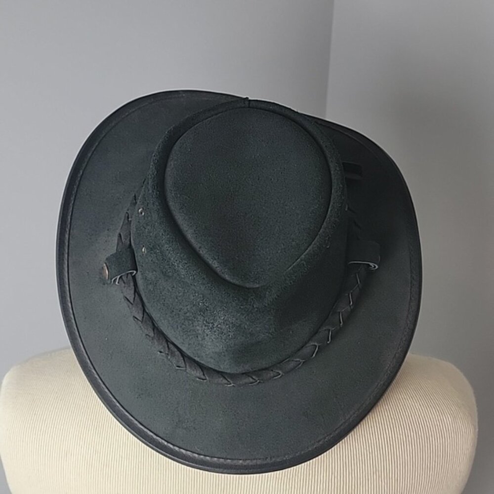 BC HATS Bac Pac Traveller Black Suede Australian Western Steer Hide Leather‎ Hat